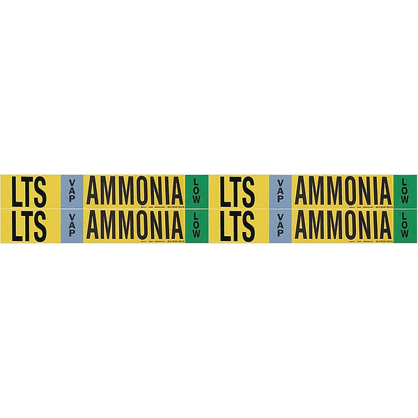 Brady Ammonia Pipe Marker, LTS, 1 to 2-1/2In, PK4 - 90436