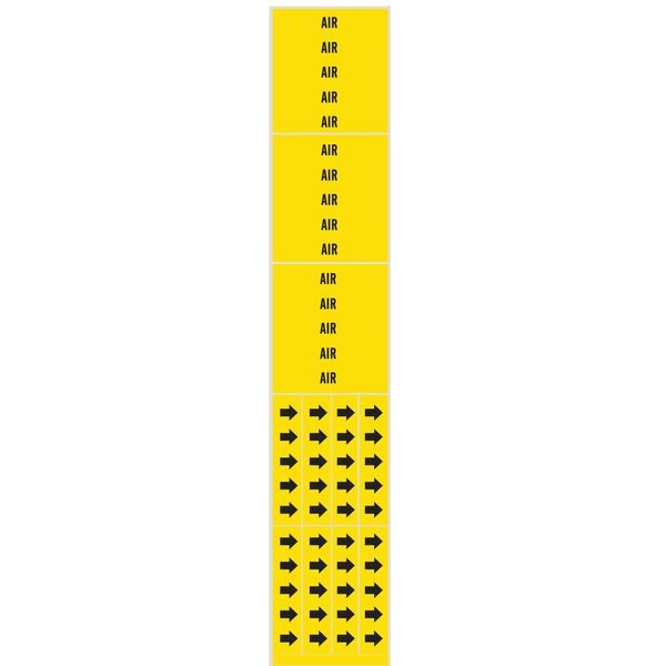 Brady Pipe Marker, Air, Yellow, 3/4 In or Less - 7005-3C