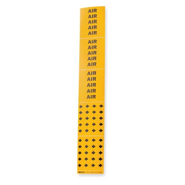 Brady Pipe Marker, Air, Yellow, 3/4 In or Less - 7005-3C