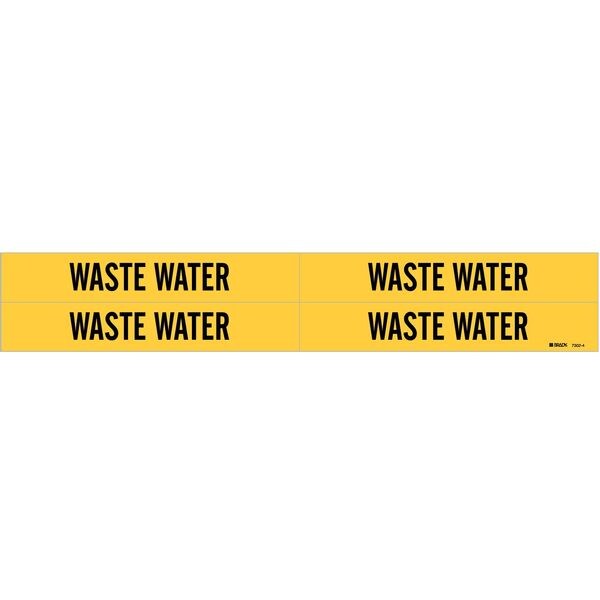 Brady Pipe Marker, Waste Water, Y, 3/4 to2-3/8 In - 7302-4