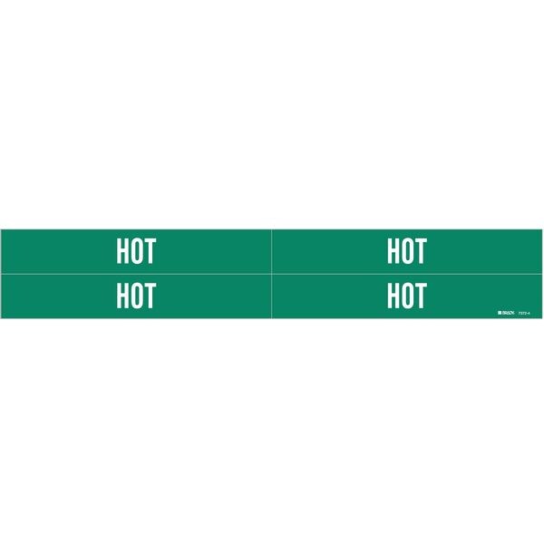 Brady Pipe Marker, Hot, Green, 3/4 to 2-3/8 In - 7372-4