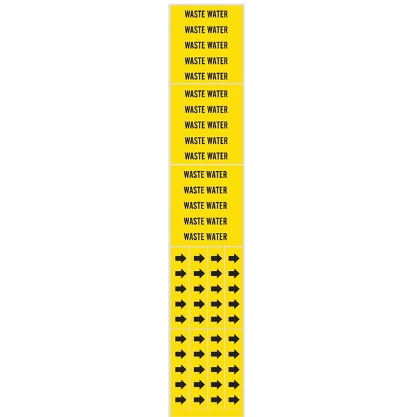 Brady Pipe Marker, Waste Water, Y, 3/4 In or Less - 7302-3C