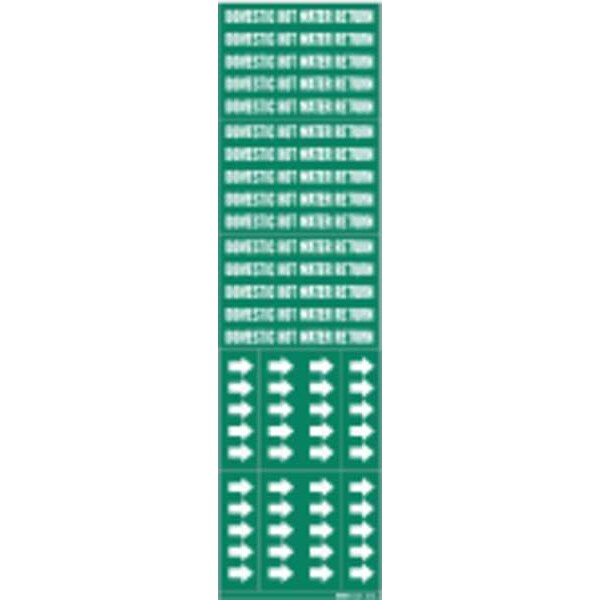 Brady Pipe Marker, Domestic Hot Water Supply, Gn, 7352-3C - 7352-3C