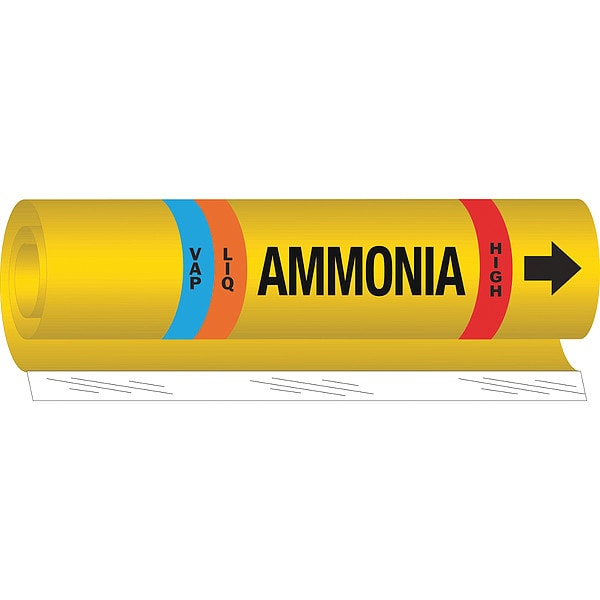 Brady Ammonia Pipe Marker, IIAR, 3/4 to 2-1/2In, 58002 - 58002