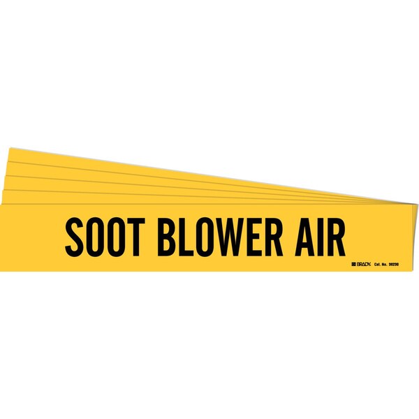 Brady SOOT BLOWER AIR Pipe Marker Style 1 Black on Yellow 1 per Card, 5 PK - 36230-PK
