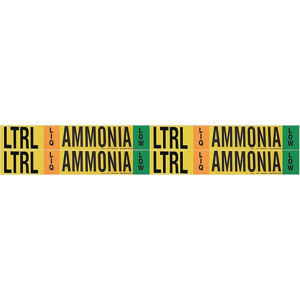 Brady Ammonia Pipe Mrker, LTRL, 1 to 2-1/2In, PK4 - 90434
