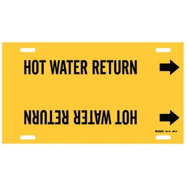 Brady Pipe Marker, Hot Water Return, 8to9-7/8 In, 4081-G - 4081-G