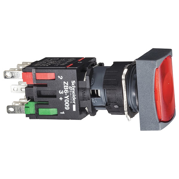 Botón pulsador iluminado Schneider Electric, 16 mm, 1 contacto normalmente abierto / 1 contacto normalmente cerrado, rojo - XB6DF4B5B