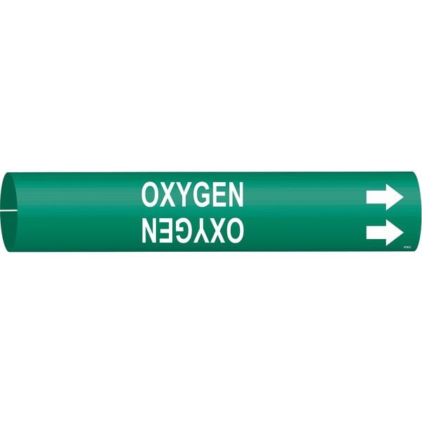 Brady Pipe Marker, Oxygen, Grn, 2-1/2 to 3-7/8 In - 4106-C