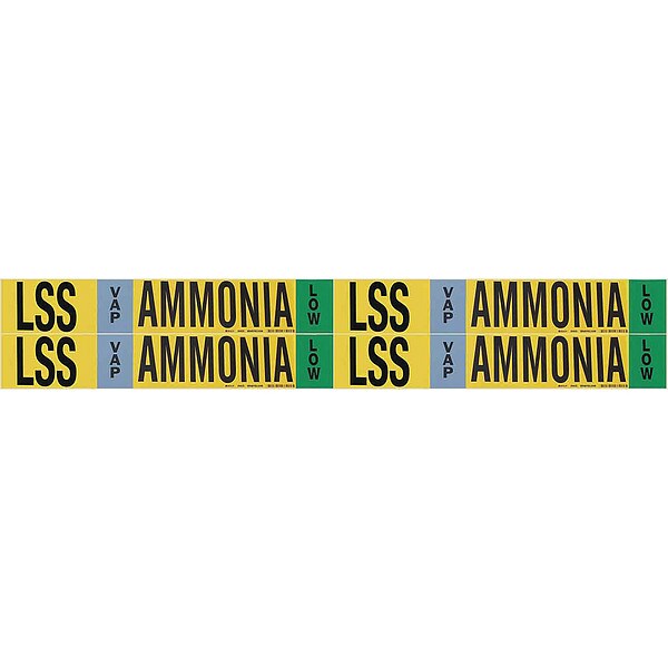 Brady Ammonia Pipe Marker, LSS, 1 to 2-1/2In, PK4 - 90433