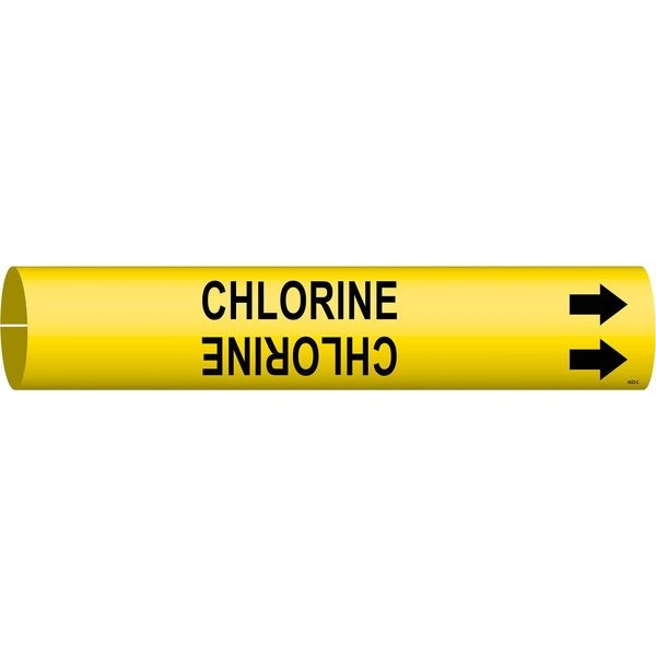 Brady Pipe Marker, Chlorine, Y, 2-1/2 to3-7/8 In - 4025-C