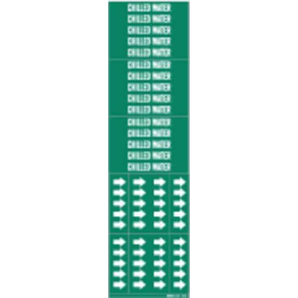 Brady Pipe Marker, Chilled Water, Gn, to 3/4 In - 7045-3C