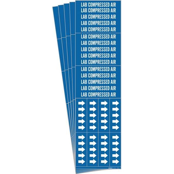 Brady Pipe Marker, White, Lab Compressed Air, PK5, 7170-3C-PK - 7170-3C-PK