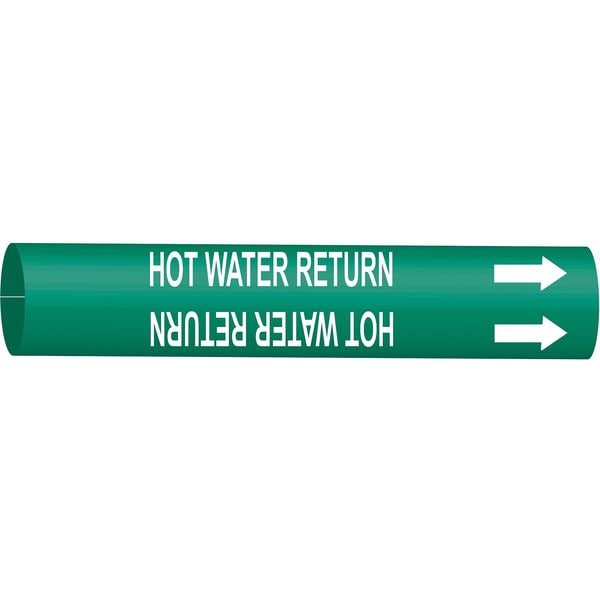 Brady Pipe Marker, Hot Water Return, 8to9-7/8 In, 4337-G - 4337-G