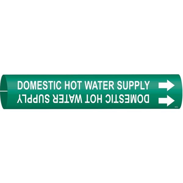 Brady Pipe Marker, Domestic Hot Water Supply, Gn, 4318-A - 4318-A