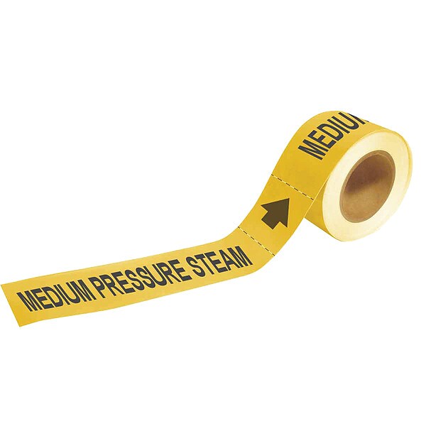 Brady Pipe Marker, Medium Pressure Steam, 2 In.H - 73909