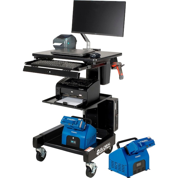 Global Industrial Orbit Mobile Powered Cart with 2 Swappable LiFePO4 Batteries - 436998BK2S