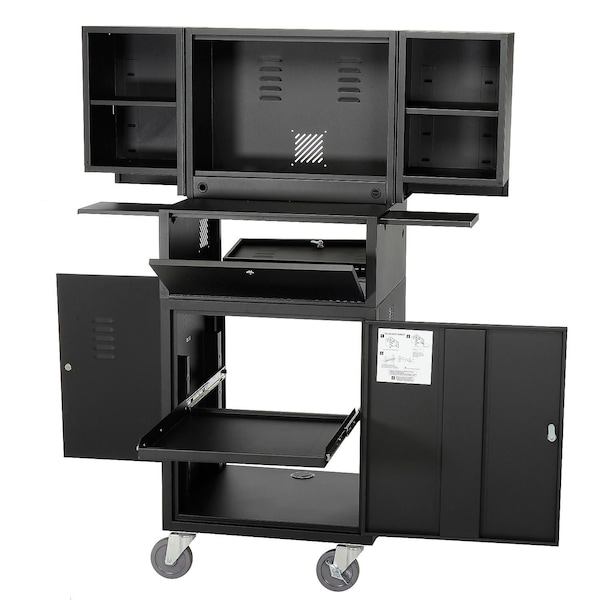 Global Industrial Fold Out Computer Security Cabinet, Mobile, Metal, Black, Assembled - 695429BKA