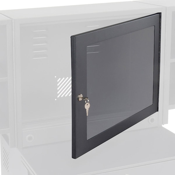 Global Industrial Optional Door with Acrylic Window For Fold-Out Computer Cabinet, Black - 436912