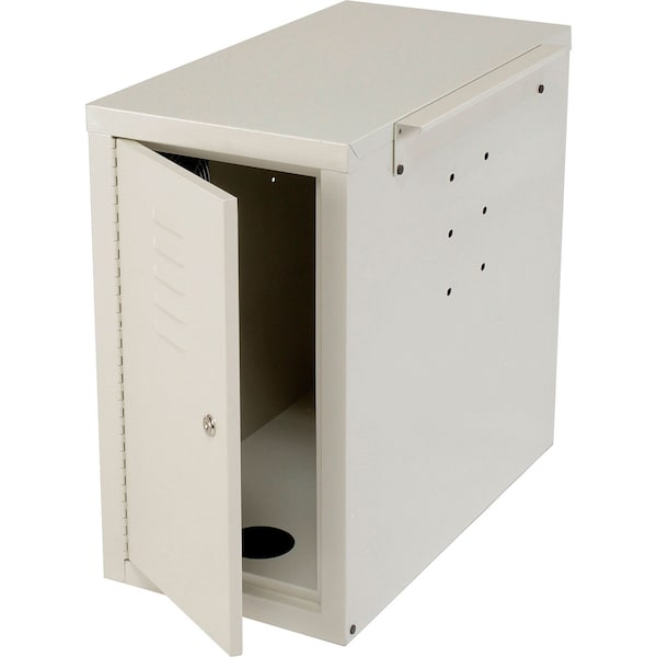 Global Industrial Computer CPU Side Cabinet with Front/Rear Doors and 2 Exhaust Fans, Beige - 249309JBG
