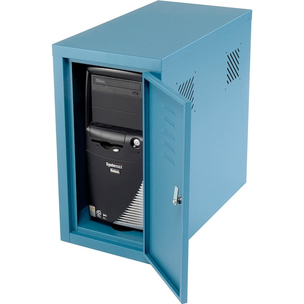 Global Industrial CPU Enclosed Side Car Cabinet, 12-1/8inW x 22-1/2inD x 21-1/2inH, Blue - 253701BL