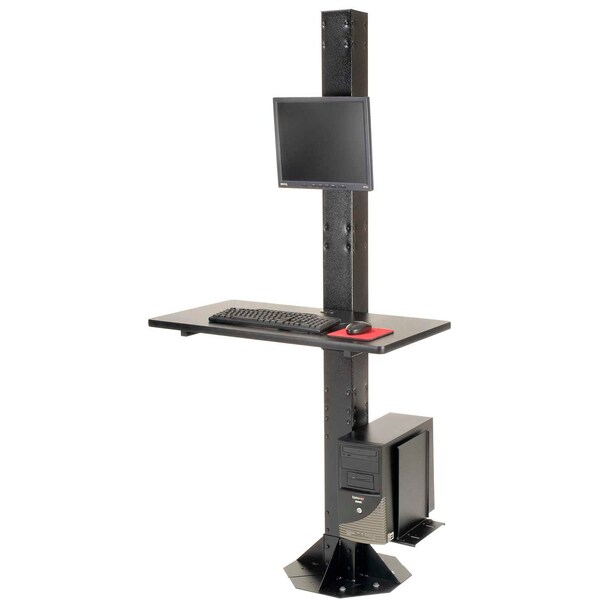 Global Industrial 81inH Stationary Floor Mount Orbit Computer Station Power Outlets Black - 239134BKE