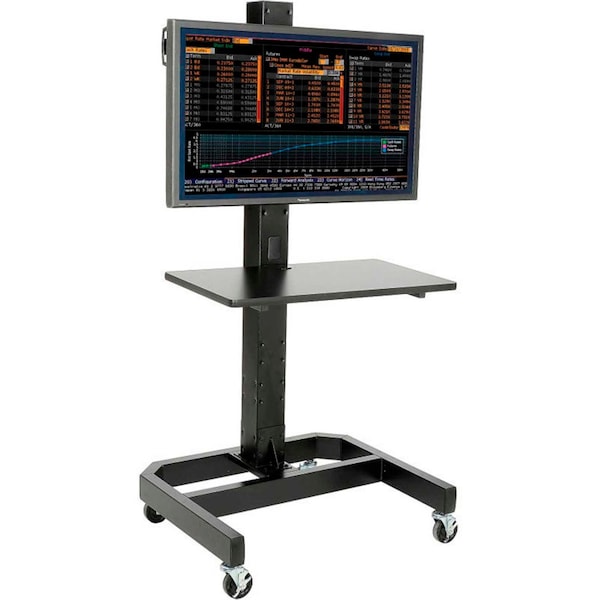 Global Industrial Orbit Mobile LCD/Plasma Cart with Power Outlets, Black - 239192BBKE