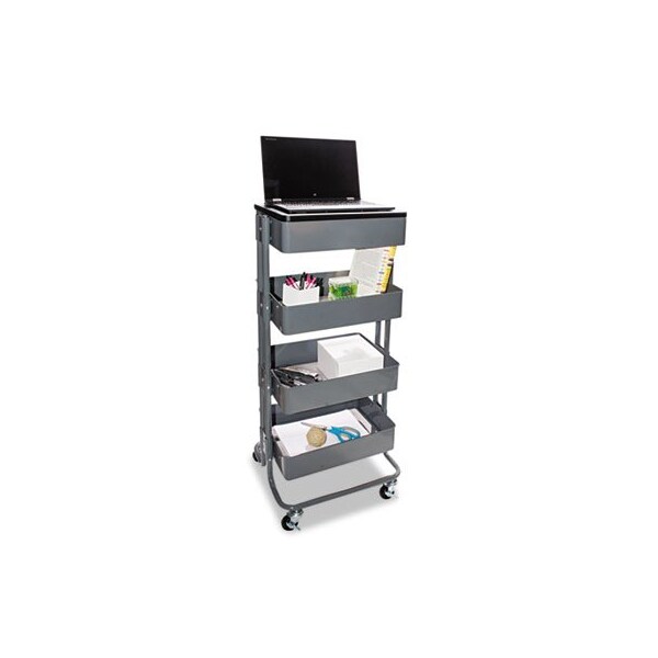 Advantus Vertiflex, MULTI-USE STORAGE CART/STAND-UP WORKSTATION, 15.25W X 11.25D X 18.5 TO 39H, GRAY - VF51025