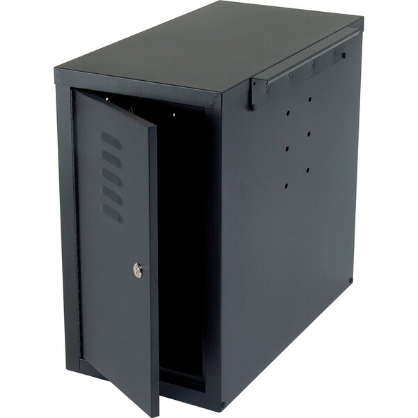 Global Industrial Computer CPU Side Cabinet with Front/Rear Doors and 2 Exhaust Fans, Black - 249309JBK