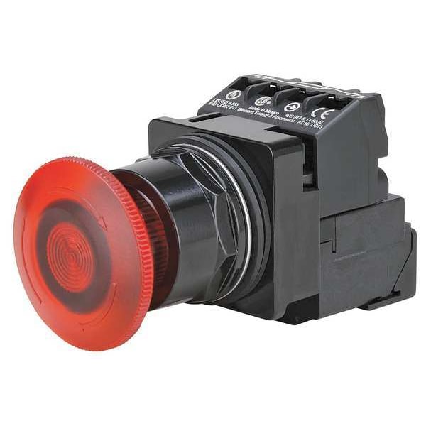Botón pulsador iluminado Siemens, 30 mm, 1NA/1NC, Rojo - 52BR8ERA