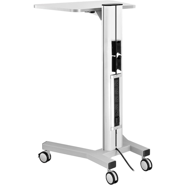 Global Industrial Mobile Laptop Workstation, Height Adjustable, 4-Outlet Power Strip - 670060