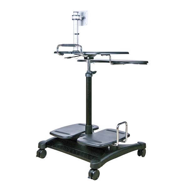 Aidata Sit/Stand Mobile PC Workstation, Black, LCD/LED Monitor Mount - LDC003P