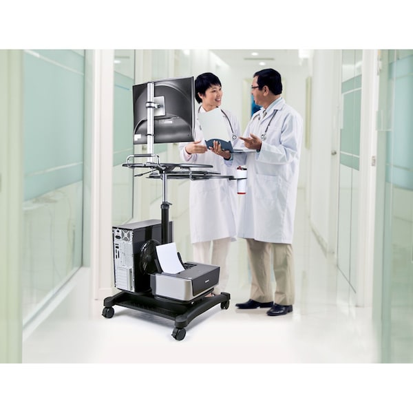 Aidata Sit/Stand Mobile PC Workstation, Black, LCD/LED Monitor Mount - LDC003P