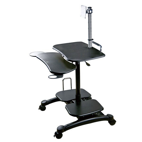 Aidata Sit/Stand Mobile PC Workstation, Black, LCD/LED Monitor Mount - LDC003P