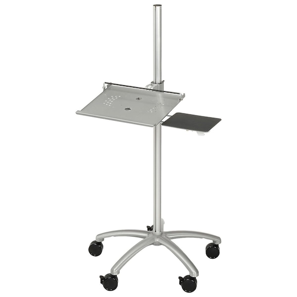 Global Industrial Height Adjustable Anti-Theft Mobile Laptop Computer Workstation Security Cart, Silver - 695421