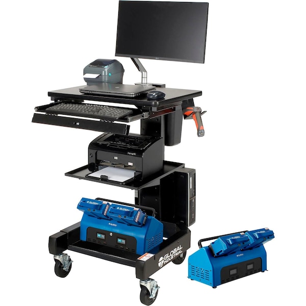 Global Industrial Orbit Mobile Powered Cart with 4 Swappable LiFePO4 Batteries - 436998BK4S