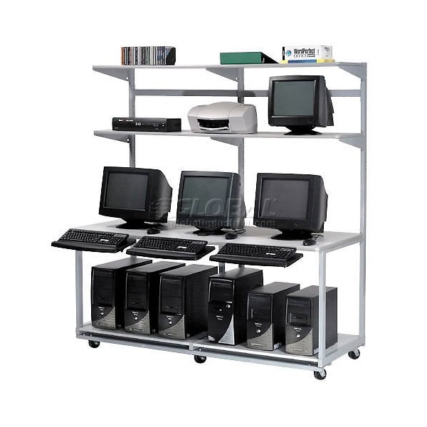 Global Industrial 72in Computer LAN Workstation, 72inW x 30inD x 74inH, Gray, Unassembled - 651319
