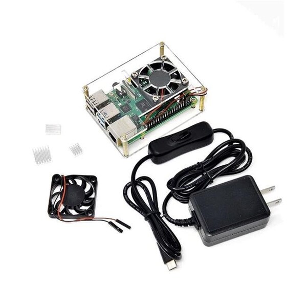 Micro Connectors Micro Connectors RAS-PCS16PWR Acrylic Case for Raspberry Pi 4 with USB-C Power - RAS-PCS16PWR