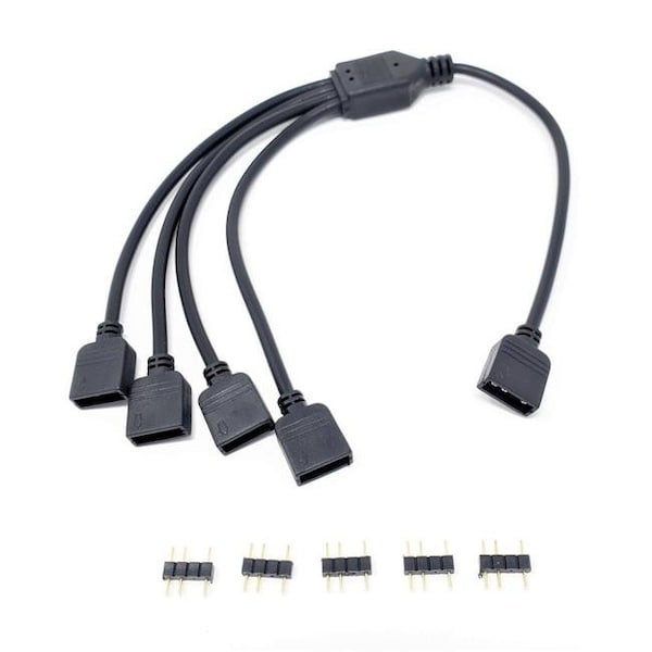 Micro Connectors Micro Connectors F04-04ARGB30-2P Addressable RGB 1 to 4 Splitter Cable - 30CM - 2 per Pack - F04-04ARGB30-2P