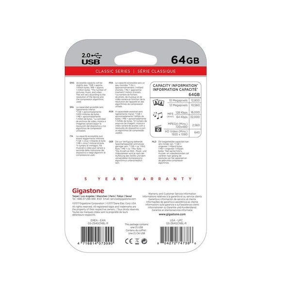 Gigastone Gigastone 64 GB USB Flash Drive 1 pk - GS-Z64GCNBL-R