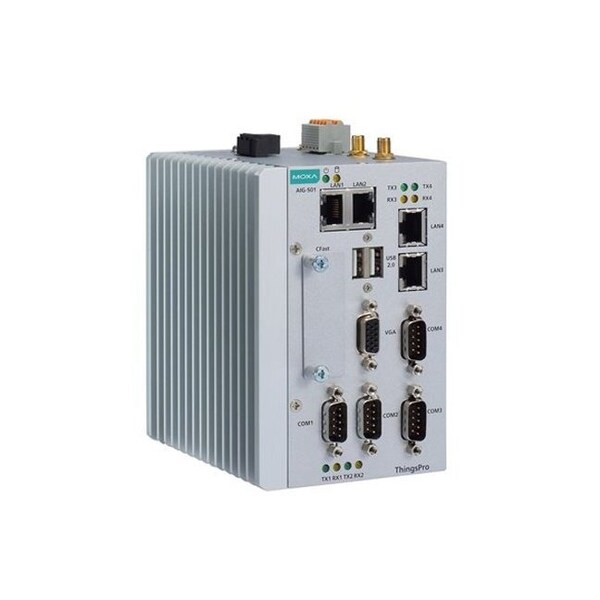 Moxa Advanced IIoT gateway with Intel Atom quad-core 1.91 GHz processor, 1 VGA port - AIG-501-T-US-AZU-LX