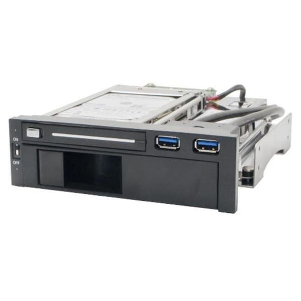 Syba SYBA SY-MRA55006 5.25 in. Dual Bay Mobile Rack for both 2.5 in. and 3.25 in. SATA HDD Plus 2 USB 3.0 Ports - SY-MRA55006