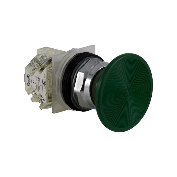 Schneider Electric Botón pulsador, Harmony 9001K, metal, seta de 57mm, verde, 30mm, retorno por resorte, 1 contacto abierto/cerrado - 9001KR25GH13