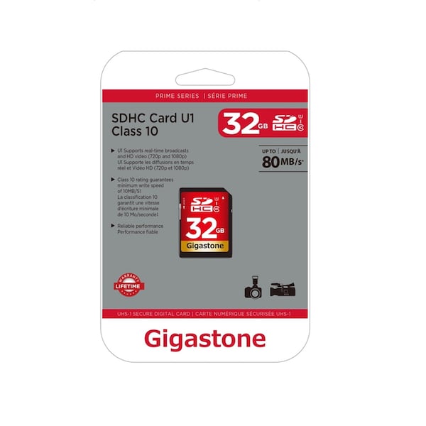 Gigastone Gigastone 32 GB SDHC Flash Memory Card 1 pk - GS-SDHC80U132G