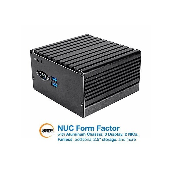Jetway Fanless Intel Celeron N3160 SoC, 1.60GHz 2.24GHz Burst, Quad-Core, AC WiFi - HBJC323U591Z-316R