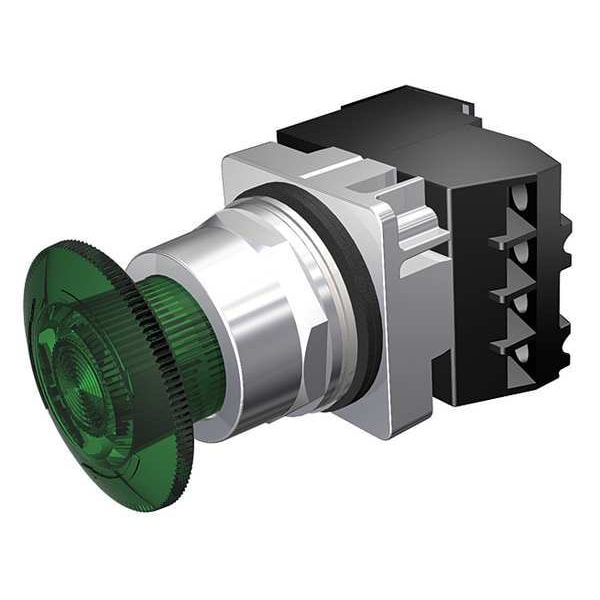 Botón pulsador iluminado Siemens, 30 mm, 1NA/1NC, verde - 52PR8DSA