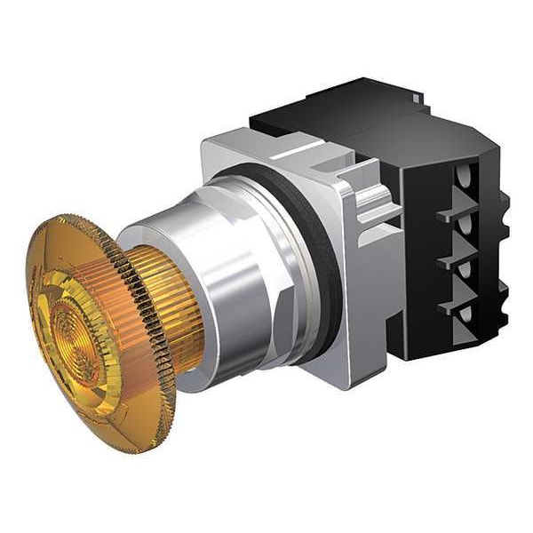 Botón pulsador iluminado de Siemens, 30 mm, 1 contacto normalmente abierto / 1 contacto normalmente cerrado, color ámbar - 52PR8JTAB