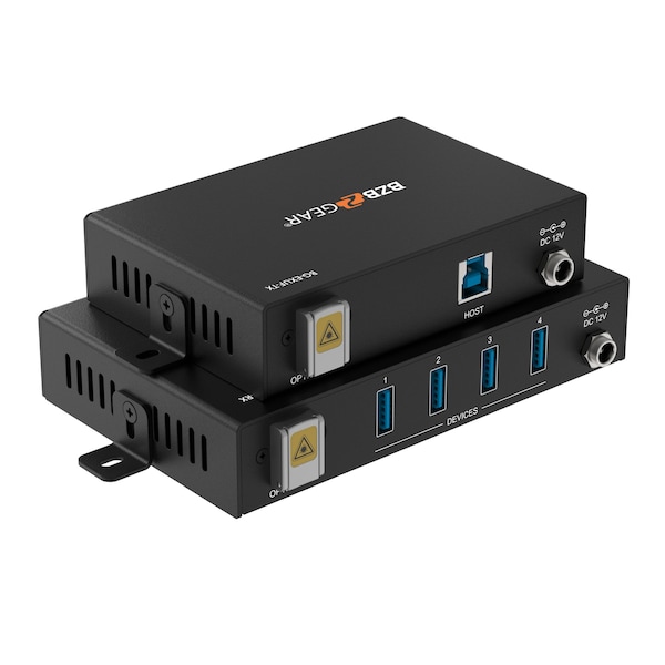 Bzbgear 4-Port USB3.1/2.0/1.1 SuperSpeed Fiber Extender up to 1000ft - BG-EXUF