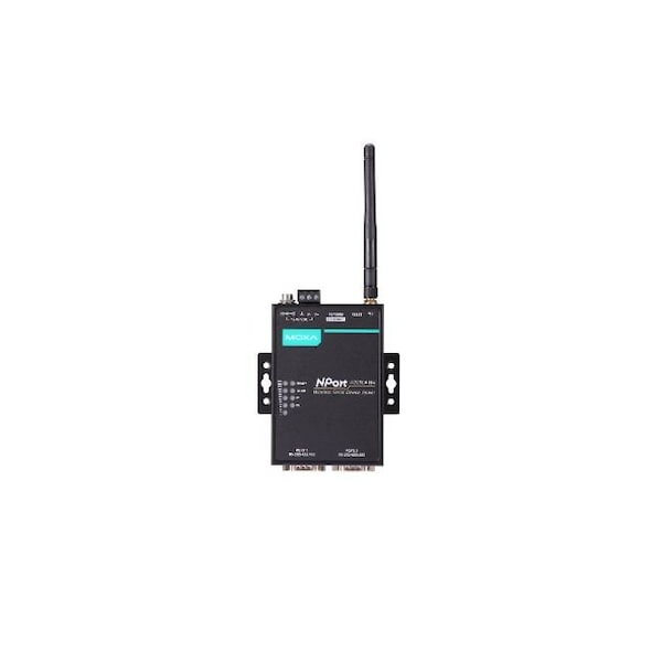 Moxa 1-port RS-232/422/485 wireless device server with 802.11a/b/g/n WLAN US band, US plug, 12 to 48 VDC,  - NPORT W2150A-W4-US