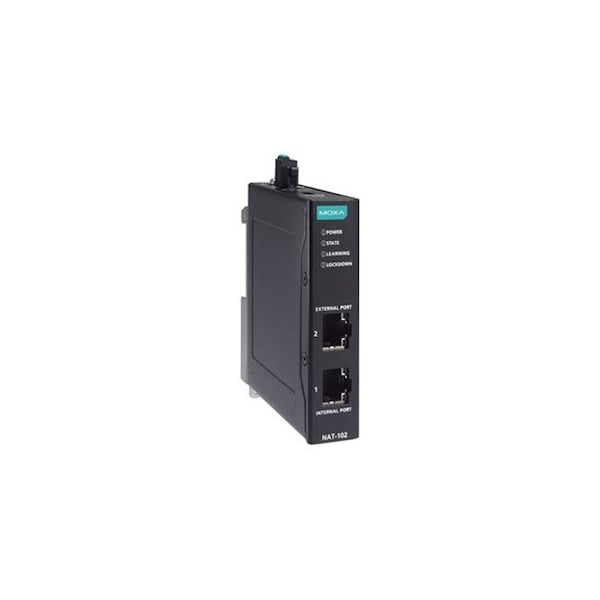Moxa 2-port industrial Network Address Translation NAT devices, -40 to 75 Degree C operating temperatur - NAT-102-T